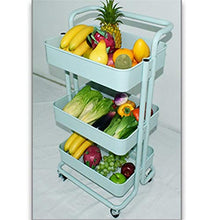 Scaffale per Tutti Gli Usi 3 Tier Mesh Serving Rolling Trolley Multifunzionale Carrello portaoggetti Utility capacità Massima di carico 20 kg Adatto per Home Office Carrelli di stoccaggio