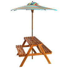 Festnight Tavolo da Picnic per Bambini in Legno di Acacia con Ombrellone,Tavolo da Giardino per Bambini in Legno con Ombrellone 79x90x60cm