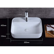XIAOLULU Lavabo in Ceramica Ovale Bianco Bagno Lavabo da appoggio in Ceramica Lavabo Hotel Bagno Piazza Art Bacino Lavabo Lavabo WC (Color : White, Size : 50x40x13.5cm)