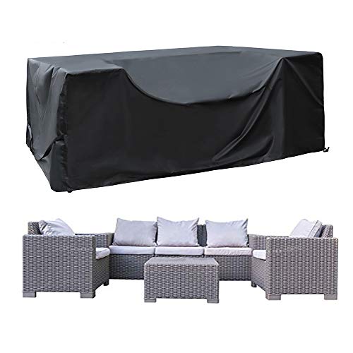 SIRUITON Copertura Mobilia Giardino Impermeabile Coperture per Tavoli da Esterno Poliestere Oxford Coperture Arredo - Nero (250 × 250 × 90 cm)