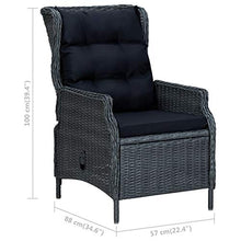 Tidyard Poltrona Relax con Poggiapiedi,Lettino da Giardino Reclinabile in Polyrattan,Sedia da Giardino con Cuscini,Braccioli e Schienale,57 x 88 x 100 cm,Grigio Scuro