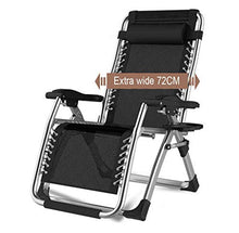 Azyq Cuscino Sedie da Giardino con Sdraio Super Larghe con Portabicchieri e Porta Telefono, Sdraio Pieghevole Reclinabile Zero Gravity Outdoor Chair, Nero