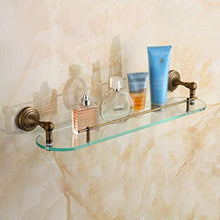 HYYDP Parete Porta Salviette Portasciugamani Retro in Ottone da Parete Bagno Singoli Strati di mensola in Vetro mensola per Cosmetici, 52 * 13cm