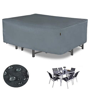 HENTEX - Copertura protettiva per mobili da giardino, rettangolare, set di sedie, telone di copertura per tavolo da giardino, impermeabile, traspirante, 160 x 150 x 85 cm, grigio