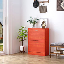 homcom Scarpiera Salvaspazio 2 Cassetti 2 Ripiani Regolabili 60x24x80cm marrone rosso