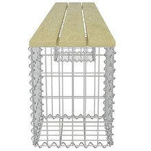 BIGTO Panca Gabion 180 cm in acciaio zincato e legno di pino 180 x 30 x 45 cm (L x P x A)