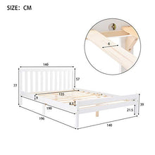 Letto matrimoniale con struttura in legno, 1,5 m di lunghezza, con finitura bianca, con piattaforma in legno massiccio, per adulti, bambini, ragazzi, ragazzi, bianco
