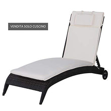 miozzi Cuscino per Sdraio Lettino Prendisole da Giardino Bianco Crema 198x53x5 cm