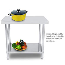 Tavolo da catering, resistente e durevole, a 2 strati, in acciaio inox, grande spazio per riporre oggetti da cucina, preparazione di cibo, 91 x 61 x 85 cm