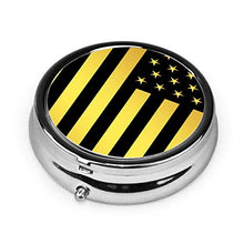 Portapillole rotondo nero con bandiera americana, scatola porta pillole in argento per borsa, regalo unico decorativo in metallo, per pillole, specialmente per le donne