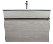 Mobile Bagno Sospeso con Lavabo in Porcellana - 1 Cassetto - Il Mobile è MONTATO - Modello Soki (60 cms, Taiga)