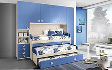 Dafne Italian Design Cameretta Completa a Ponte - Effetto Betulla, Cielo (Triplo Letto Singolo e Armadio) (cm. 300 x 96 x 259h)