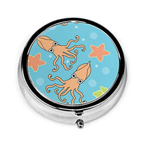 Scatola rotonda per medicina portatile, mini pillole in metallo, dispenser per pillole, borsa da tasca, regalo da viaggio, calamari