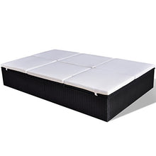 Festnight Lettino Prendisole Lettino da Sole Matrimoniale Regolabile in Polirattan Marrone con Cusino Bianco da Giardino/Spiaggia/Piscina/Mare/Patio per Esterno 194 x 120 x 31 cm (Nero)