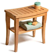 Sgabelli da Doccia in bambù in Legno con ripiano portaoggetti Panca Antiscivolo Sgabello da Bagno per Donna Incinta 48 25,5 43 cm 0107