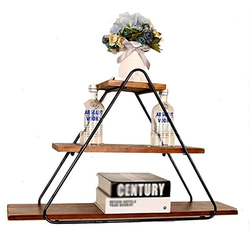 Semplicità Elegante Scaffale a Muro Scaffalature Sospese Scaffali Triangolo Retrò Semplice Libreria Scaffale Show Iron Art Legno Massiccio, 3 Strati, HJJ, a, 80x22x50cm