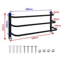 HONPHIER® Portasciugamani Muro Portasciugamani da Parete Porta Salviette da Bagno Acciaio Inox Portasciugamani Impermeabile Portasciugamano per Cucina (63CM, Nero)
