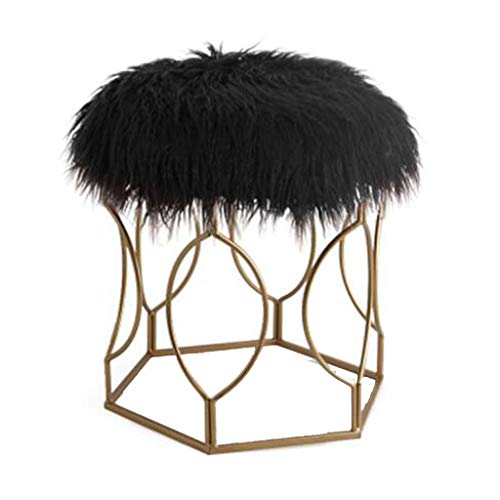 Mobili per la casa e Giardino Sgabello 丨 Poltrone per Camera da Letto Comodino 丨 Sgabello per Capelli lunghi-40x51cm Ottomani da Cucina (Colore : Nero)