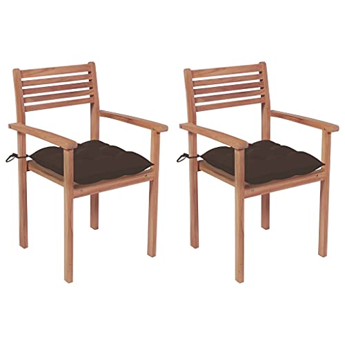 vidaXL Sedie da Giardino 2 pz e Cuscini Grigio Talpa Massello di Teak