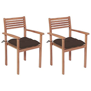 vidaXL Sedie da Giardino 2 pz e Cuscini Grigio Talpa Massello di Teak