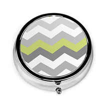 Calyx Chevron Pattern Mindy Sommers, contenitore rotondo per pillole a 3 scomparti, in metallo, per medicina e vitamine, contenitore decorativo per viaggi all'aperto