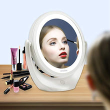 Aesfee Specchio per Trucco a LED 5X ingrandimento, Specchio cosmetico da Viaggio a Doppia Faccia Illuminato con Interruttore Touch dimmerabile, 3 Livelli di luminosità, Rotazione Libera 360 ° Bianco