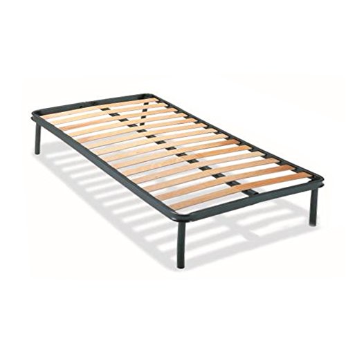 Dormidoro Rete Letto Ortopedica 1 Piazza e Mezzo 120x190cm | 14 Doghe Legno Faggio | Struttura Acciaio 50mm | Piedi Avvitabili | Anticigolio | Barra Centrale | Altezza Totale 35cm