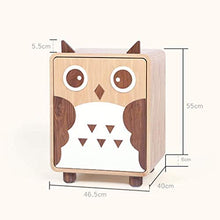 MMWYC Gufo Mobili Fumetto Solid Camera da Bambini Comodino for Bambini Legno Piccolo gabinetto Giocattolo Governo di immagazzinaggio dei Bambini, Naturale, 55 * 46,5 40cm *
