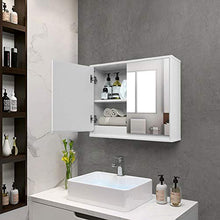 BXSZVOK Armadietto a Specchio a Parete con Doppie Ante e Specchio, Mobile Bagno Bianco con 2 divisori