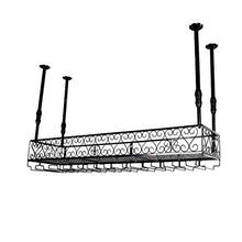 Portavini Portabottiglie in Metallo A Soffitto, Regolabile in Altezza, Portabicchieri in Ferro Multifunzionale, Portaoggetti, Adatto per Ristoranti, KTV, Bar, Nero (Size : 60cm)