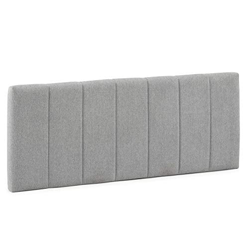 marcKonfort Testiera Rivestita in Tela Creta 160x60 cm Color Grigio, Imbottita con Spuma, rifinita con Effetto capitonné, 8 cm di Spessore, Include Hardware per Il Fissaggio alla Parete