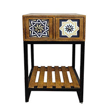 Comodino HAIZHEN Multifunzione Vintage in Ferro battuto a 2 cassetti con ripiano, 18,1"* 13,7" * 30,3"