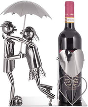 BRUBAKER Coppia Portabottiglie Vino con Ombrello - Oggetto Decorativo - Supporto per Bottiglie di Metallo - con Biglietto d'Auguri per il Vino Regalo