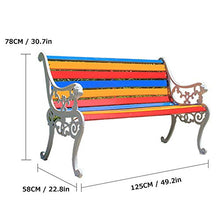Panchina per Tempo Libero All'aperto Parco Giardino Terrazza Panchina, Panca da Patio Resistente Intemperie con Struttura Ghisa e Legno Massello Anticorrosivo, Panca Decorative Portico a 2-3 Posti