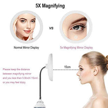 Specchio per Il Trucco, Ingrandimento 5X con Ingrandimento del Bagno A Collo di Cigno Flessibile E Leggero Specchio per Il Trucco Illuminato A LED con Forte Ventosa