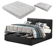 SARDAMATERASSI-Letto matrimoniale con box contenitore nero Dark classic + materasso misura 160x190 cm memory foam+coppia guanciali in memory saponetta