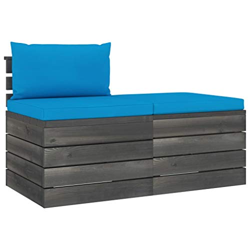 FAMIROSA Set Divani da Giardino su Pallet 2 pz con Cuscini Massello Pino-1675