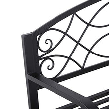 Outsunny Panchina da Giardino Design Floreale Ergonomica con Braccioli per 2 Persone Metallo Nero, 128x50x91 cm