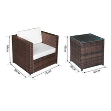Outsunny Set Mobili da Giardino 3 Pezzi 2 Divani 1 Tavolino con Piano in Vetro Temperato Rattan Marrone