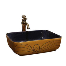 WEHOLY Lavabo in Resina Lavabo da Incasso Ovale in Pietra Naturale Lavabo Rettangolare Retro Creativo Jingdezhen Ceramica Hotel Lavabo antispruzzo
