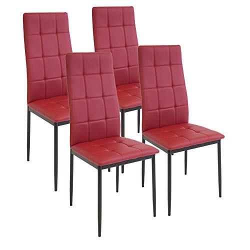 Albatros Sedia per Sala da Pranzo Rimini, Set di 4 sedie, Rosso, SGS Testato