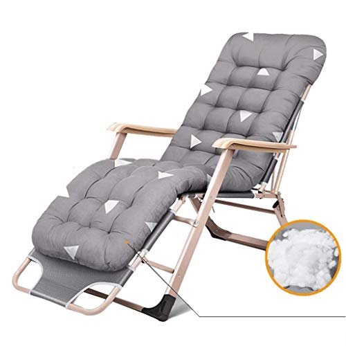 Hfyg Lettino Prendisole Sedie A Sdraio di Grandi Dimensioni Grigia Reclinabili Campeggio Sedie Portatili Sedia A Sdraio Pieghevole Cuscini Supporto 200 kg Chaise Longue