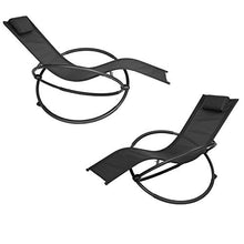 EUGAD Set di 2 Poltrone Sdraio a Dondolo Sedia a Sdraio Relax da Giardino Balcone con Poggiatesta e Braccioli Tubi in Ferro Grigio 0002TY-2