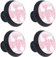 Quattro bianchi Bunny Cute Rabbit Pink Pomelli per Porta Set di 4 Pomelli per Mobili Manopole per Cassetti Cucina Armadio Vetro