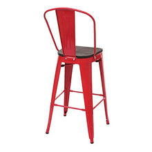 Sgabello con Schienale bistrot Design Industriale HWC-A73 Legno Metallo Verniciato Rosso