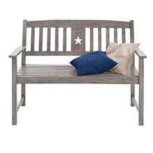 Pureday Panca da Giardino con punzonatura a Stella, Grigio Lavato, Legno di eucalipto, Circa B 120 x T 58 x H 87 cm