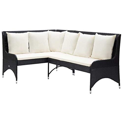 vidaXL 2X Divani Angolari da Giardino Arredo Sofà Dormeuse Esterno Divanetti Chaise Longue Poltrone Canapè Salotto in Polyrattan Nero