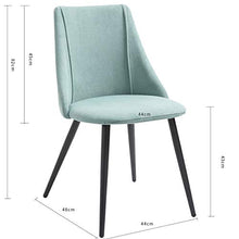 Set di 2 sedie per sala da pranzo, sedie da scrivania, sedie in metallo, seduta in tessuto, colore: verde