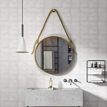 YF-Mirror 78/5000 Specchio pensile, Specchio da Trucco Tondo Bagno 80 cm Finitura Ottone con Corda di Canapa