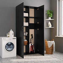 Tidyard Armadietto Nero 80x35,5x180 cm in Truciolato